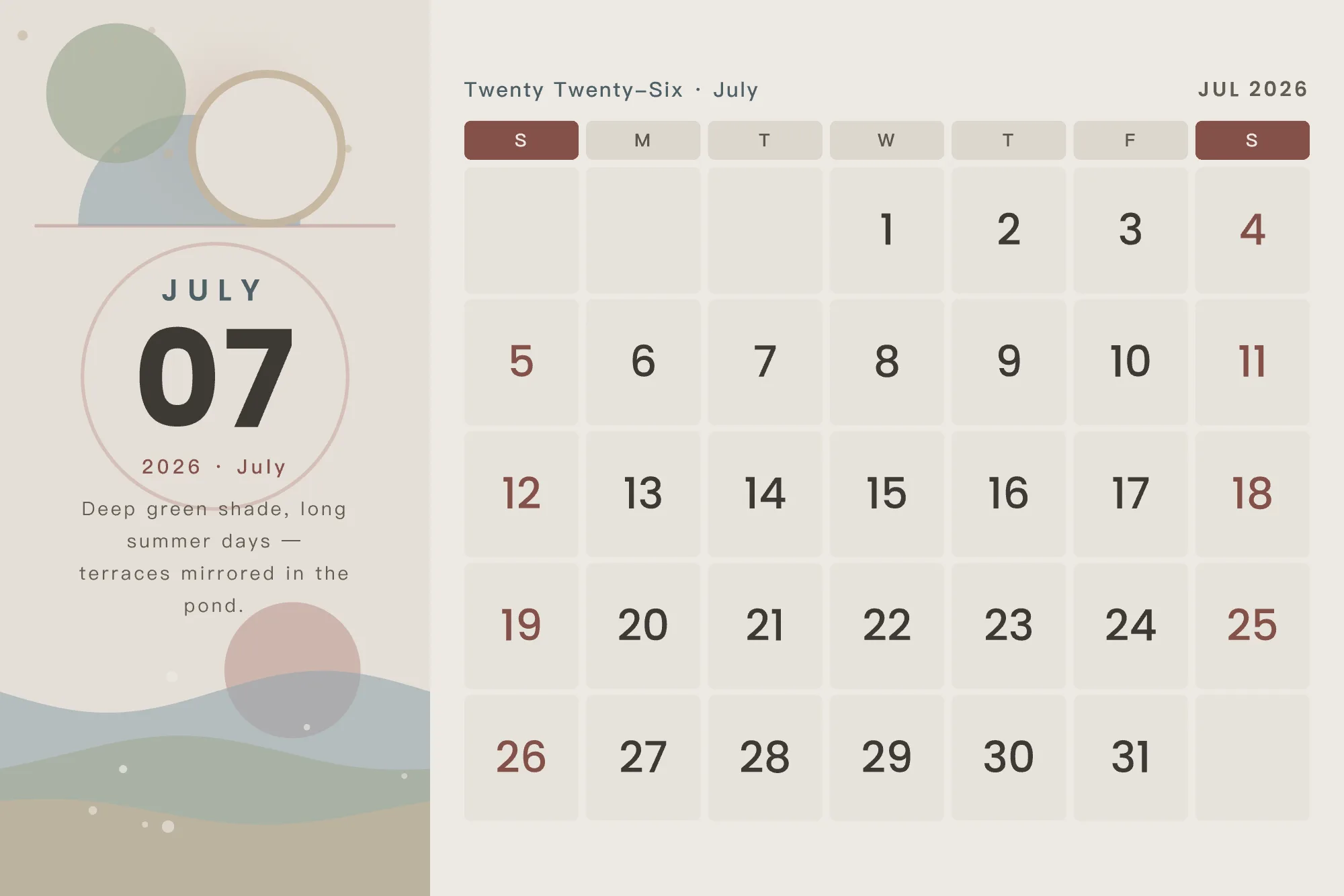Calendar example