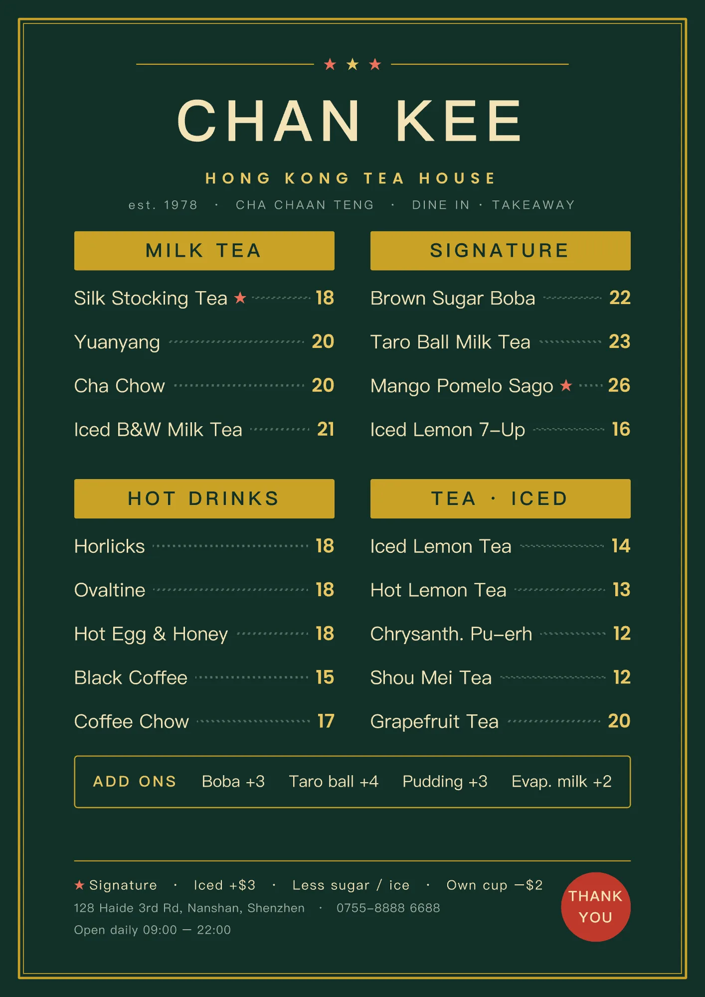 Menu example